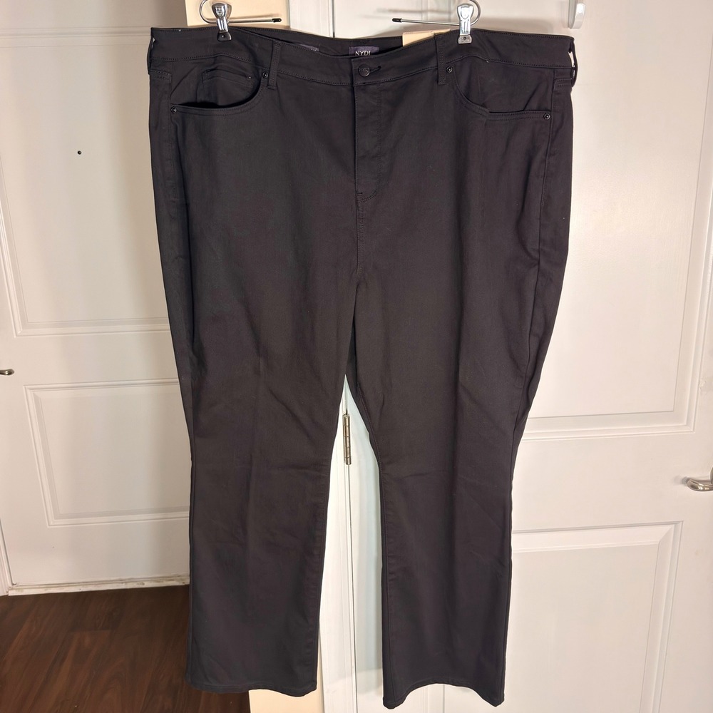 NYDJ Ellison High Rise Straight Pants Black Cool Embrace Lift Tuck 28WP NEW